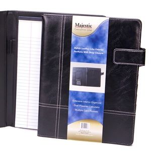 Majestic Goods Black Leather Portfolio w/ Strap